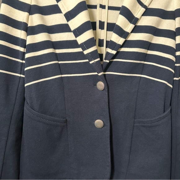 Anthropologie Cartonnier Striped Peplum Knit Blazer French Girl Nautical Navy XS - Picture 9 of 13